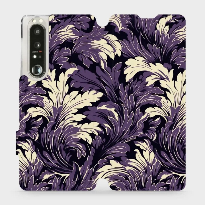 Калъф тип портфейл Mobiwear за Sony Xperia 1 III, дизайн с цветя, устойчив на удари и надрасквания, многоцветен