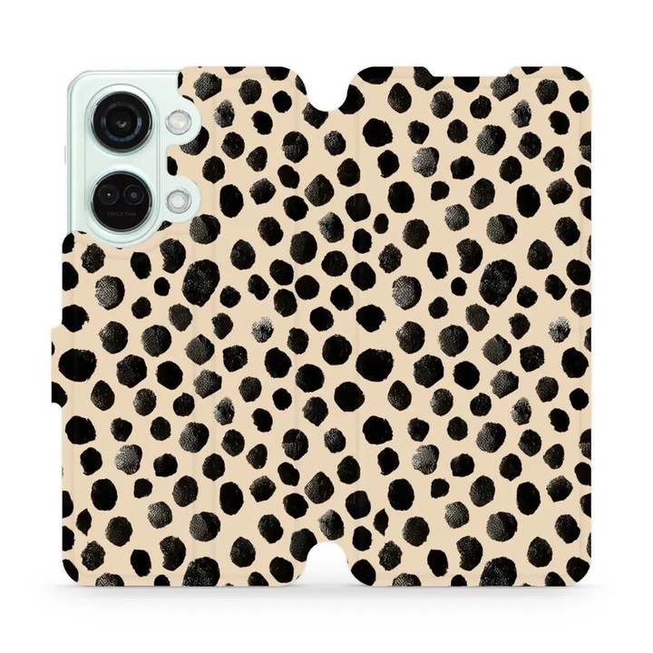 Калъф с обръщане Mobiwear за OnePlus Nord 3 5G, елегантен дизайн, устойчив на удари и надраскване, бежов, произведен в Щетин