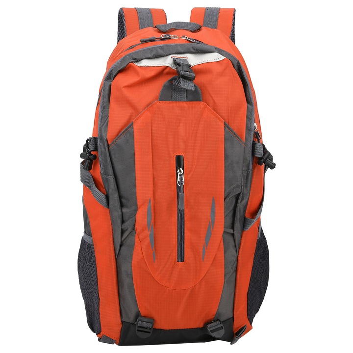 Rucsac Enforose 40L portocaliu, ergonomic, rezistent la apa, cu buzunare laterale din plasa