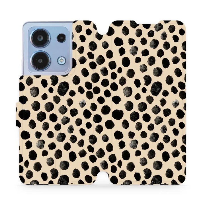 Калъф тип книга Mobiwear за Xiaomi Redmi Note 13 4G, елегантен дизайн, удароустойчив, бежов, комплект