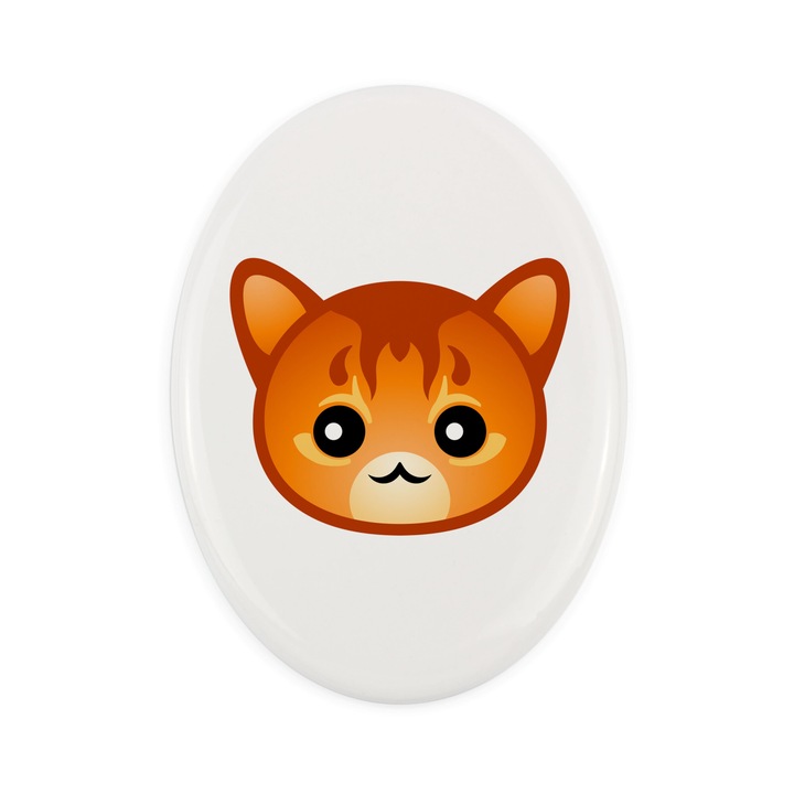 Piatra funerara ceramica pentru pisici, design cu fata pisicii, 7,5x10cm, set Art-Dog