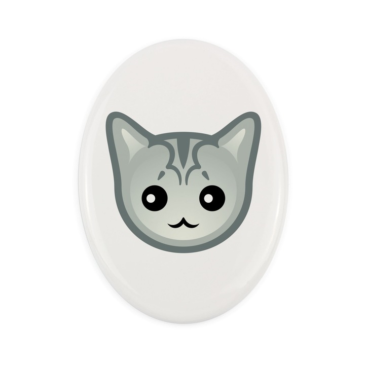 Piatra funerara ceramica pentru pisici, Art-Dog, design cu fata pisicii, 7,5x10cm