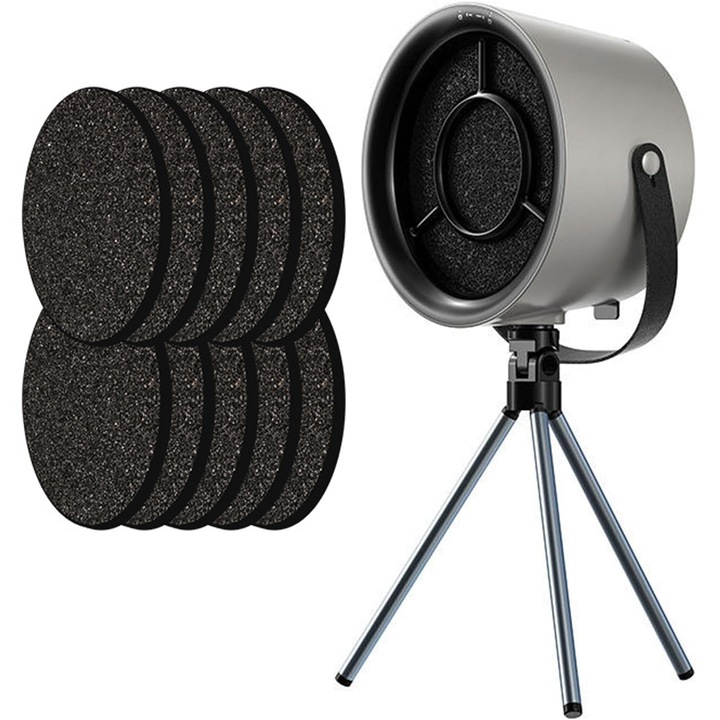 Hota portabila, CAKMGER, cu filtru de carbon, 3 viteze, 9W, neagra, set cu 10 filtre detasabile