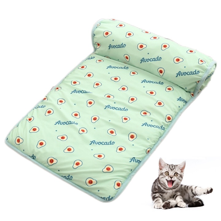 Culcus racoritor pentru animale HERUSI, material textil, verde avocado, 60x40cm
