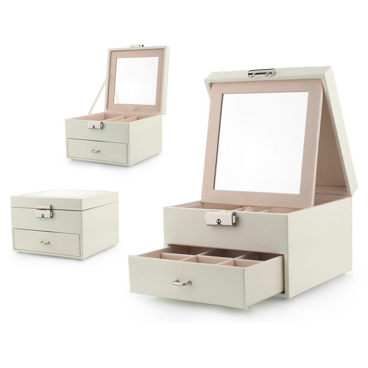 Cutie organizatoare bijuterii cu sertare si oglinda