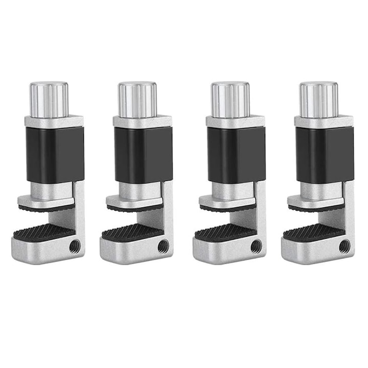 Set 4 cleme pentru reparare ecran telefon, Axroad Mall, Unelte pentru repararea ecranului telefonului, Prindere ajustabila, Design anti-alunecare, Compatibila cu telefoane mobile si tablete, 70*25.5*18mm, Aluminiu, Negru