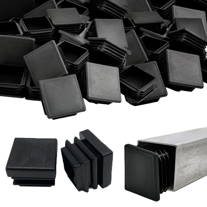 Set 50 Matrita Capace Stalpi Gard, SINBINTA, 20x20mm, Uzura anti-alunecare, Nu usor de deformat, Design cu mai multe straturi, Usor de instalat, Utilizat in industria de mobila, masini, constructii, Plastic, Negru