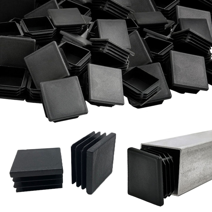 Set 50 Matrita Capace Stalpi Gard, SINBINTA, 30x30mm, Uzura anti-alunecare, Nu usor de deformat, Design cu mai multe straturi, Usor de instalat, Utilizat in industria de mobila, masini, constructii, Plastic, Negru