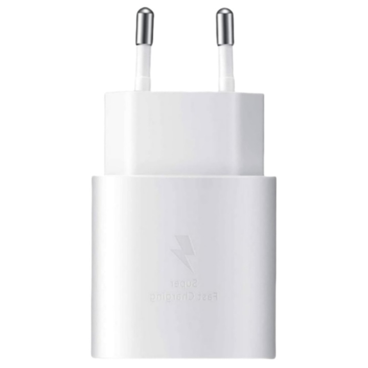 Gyorstöltő, 25W, fehér, kompakt, telefonokhoz