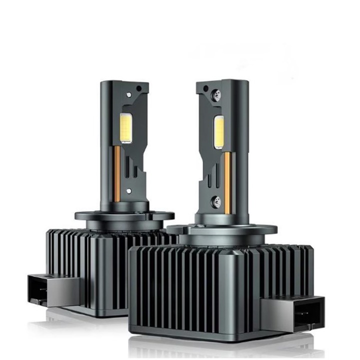 Комплект от 2 крушки за преобразуване hid-led, D1S, 120W, 12.000 lm, 6000K, IP67 водоустойчив, Canbus, медна сърцевина, OUYLAF, алуминиев радиатор, Premium