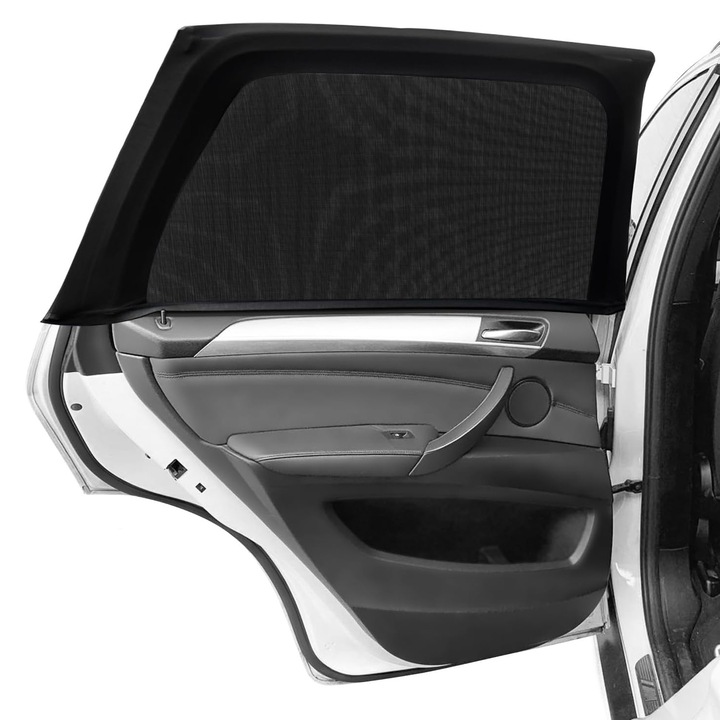Комплект от 2 сенника за прозорци на кола, BYONDSELF®, UV устойчива, мрежа против насекоми, дишаща мрежеста подплата, черна