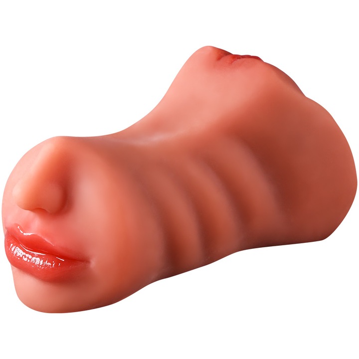 Мастурбатор, За мъже, 3 в 1, С реалистични структури, Кафяв цвят, 1.37 кг