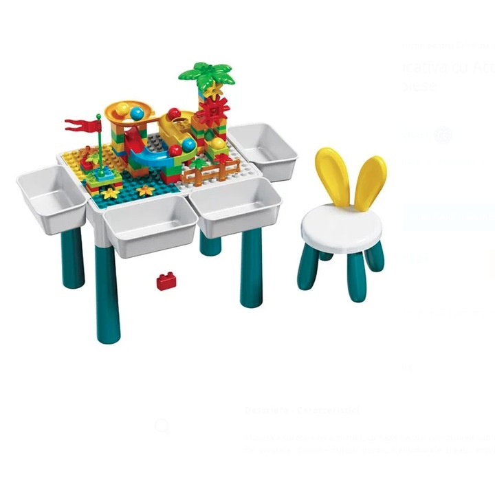Oktató asztal kocka tevékenységekkel és székkel - 85 darab