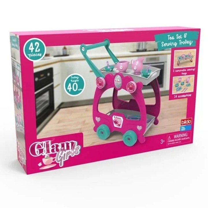 Set de joaca cu masa de servit cafea si accesorii, din plastic, dimensiuni 57x12x37.5cm, multicolor