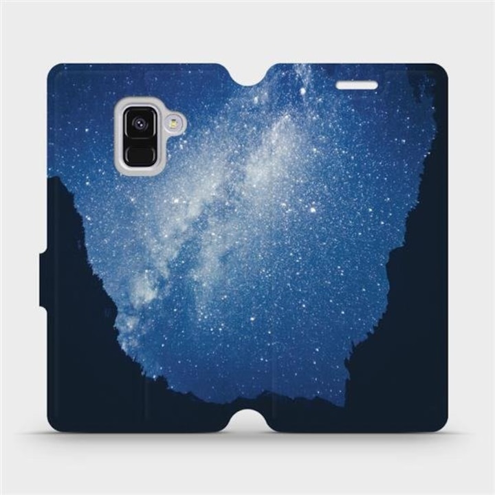 Husa flip Mobiwear pentru Samsung Galaxy A8 2018, design galactic, rezistenta la socuri si zgarieturi