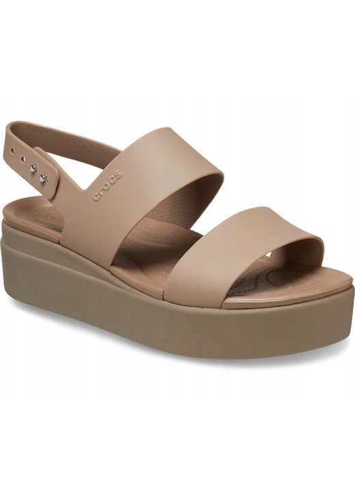Crocs, Дамски сандали от пяна Croslite, Сандал Brooklyn Low Wedge 206453, Кафяв, 34-35 EU