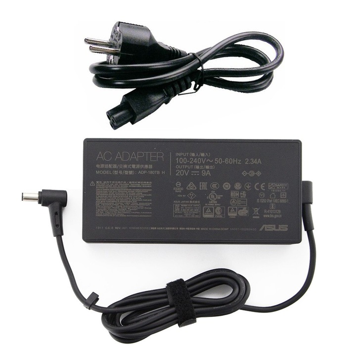 Asus eredeti töltő 20V 9A 180W, csatlakozó 6.0x3.7mm, modellek ADP-180TB H K, 0A001-00263300, 0A001-00263400, FA506 FA706I FA706Q FX506 FX506I FX506L FX516P FX517Z FX566H FX706H FX706I FX766H GA401 GA502 GA503Q GA532 GU502D GU603H PX401 UX8402 W700G W730G