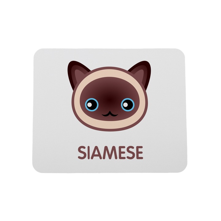 Подложка за мишка, сиамска, дизайн с котешко лице, 22x18см, 3мм дебелина