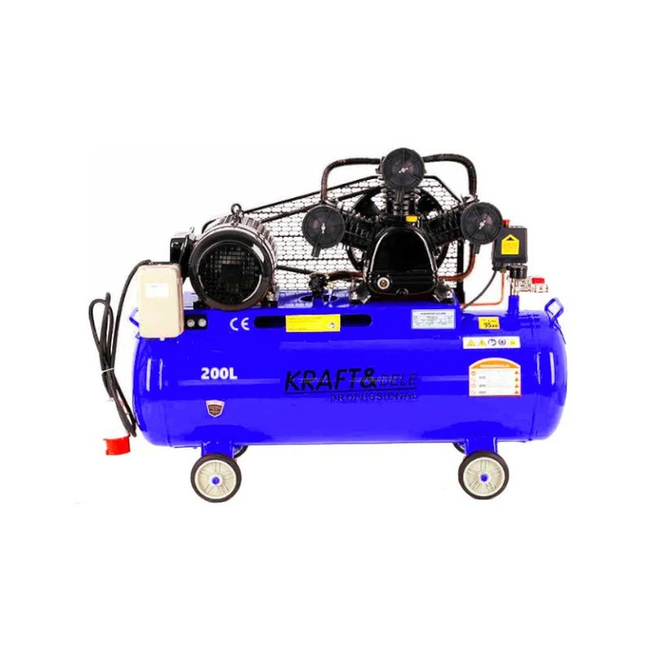 Compresor in 3 pistoane, 200 l, 400 V, Kraft&Dele KD4064