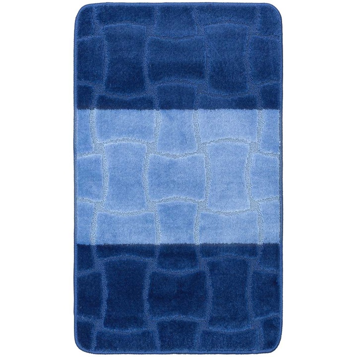 Set 2 Covorase Baie Model Covorexpert Sariyer 2582, Marimi 60 x 100 / 50 x 60 cm, Albastru, Lungime Fir 0, Antialergic, Polipropilena