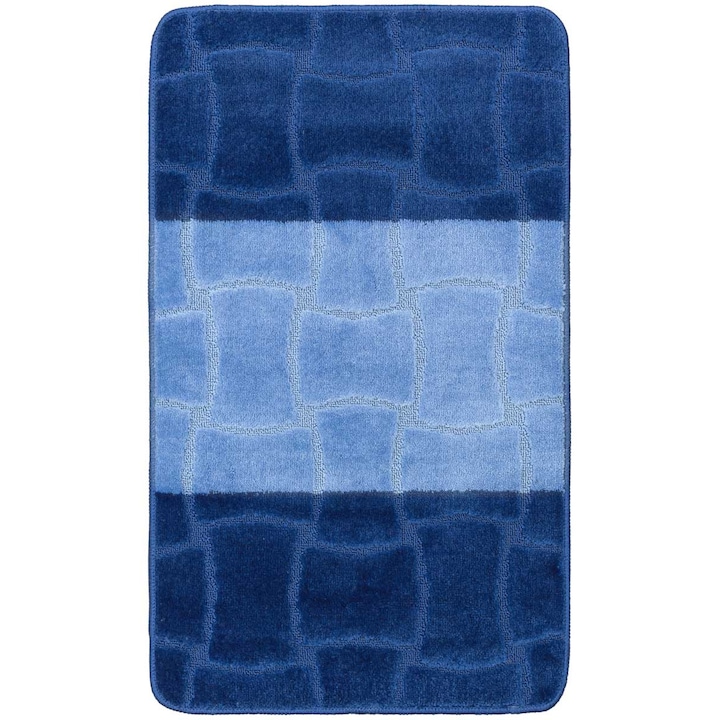 Set 2 Covorase Baie Model Covorexpert Sariyer 2582, Marimi 60 x 100 / 50 x 60 cm, Albastru, Lungime Fir 0, Antialergic, Polipropilena