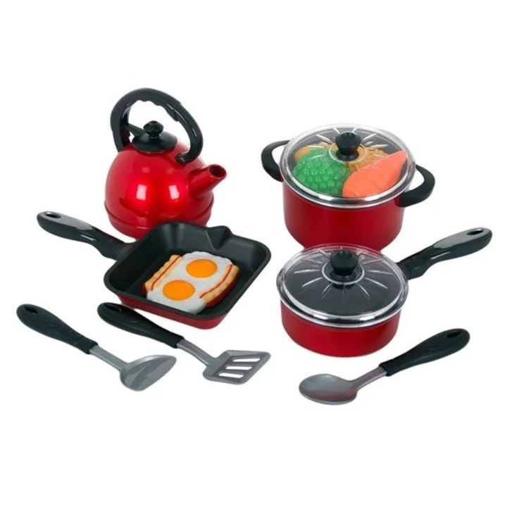 Játékkonyhai szett, 13 darabos, 3+ éves kortól, 38x13x21,5 cm-es, többszínű