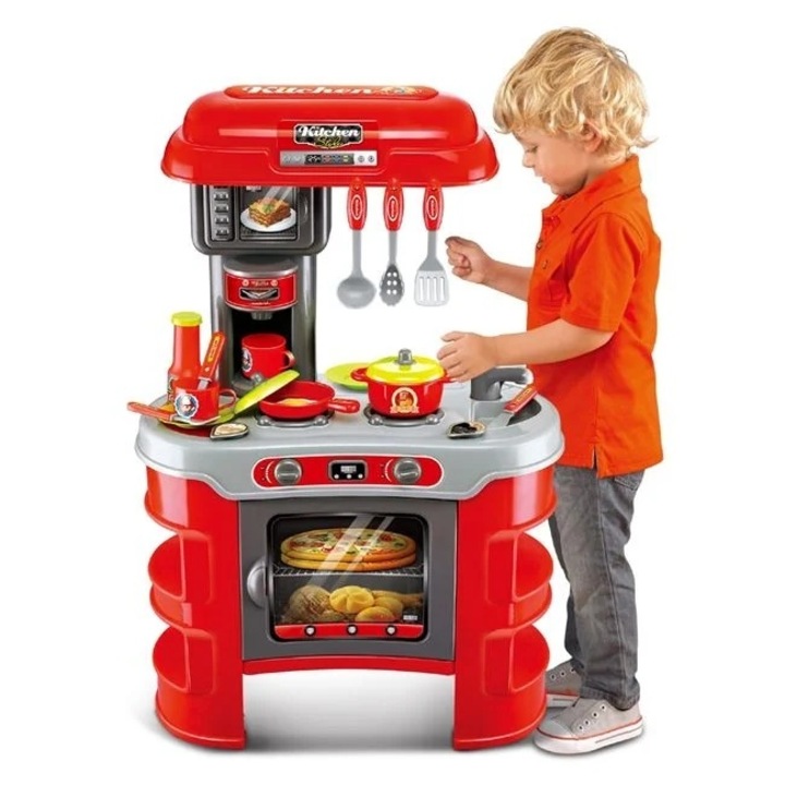 Játékkonyha tűzhellyel és 23 kiegészítővel, gyerekeknek, hanggal és fényekkel, 45,5x26,5x69 cm, tarka