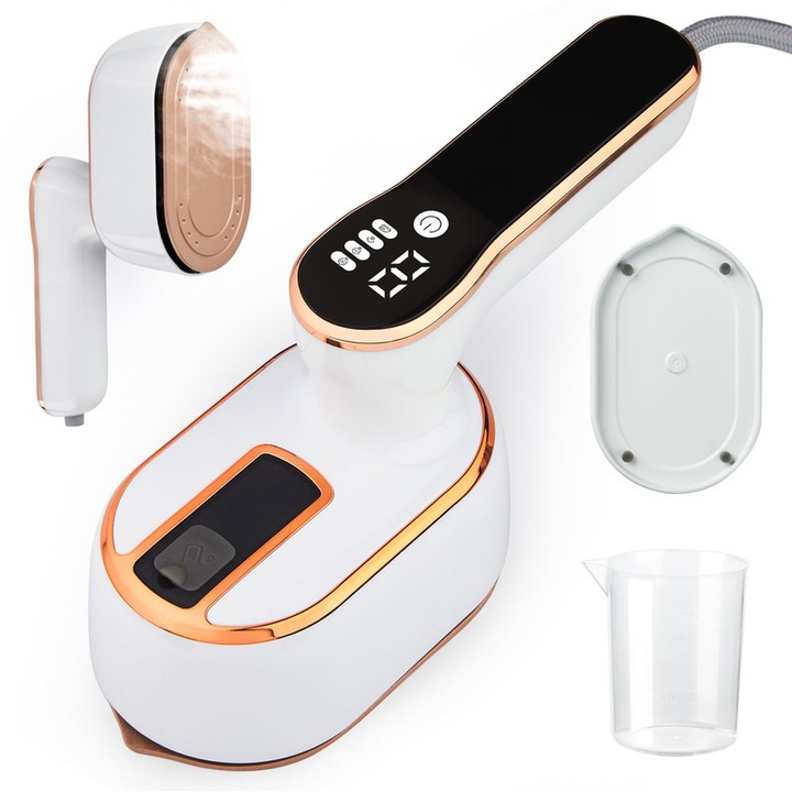 Fier de calcat cu abur 2 in 1, alb, 1000W, 3 moduri de abur, rezervor 100ml, portabil