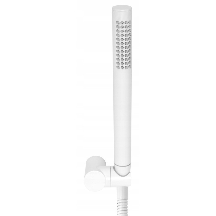 Set de dus, Rea, Lungo, Alb mat, Rezistenta la coroziune, Inaltime 25 cm, Lungime furtun 150 cm, Include Robinet, Furtun de dus, Dusul de mana