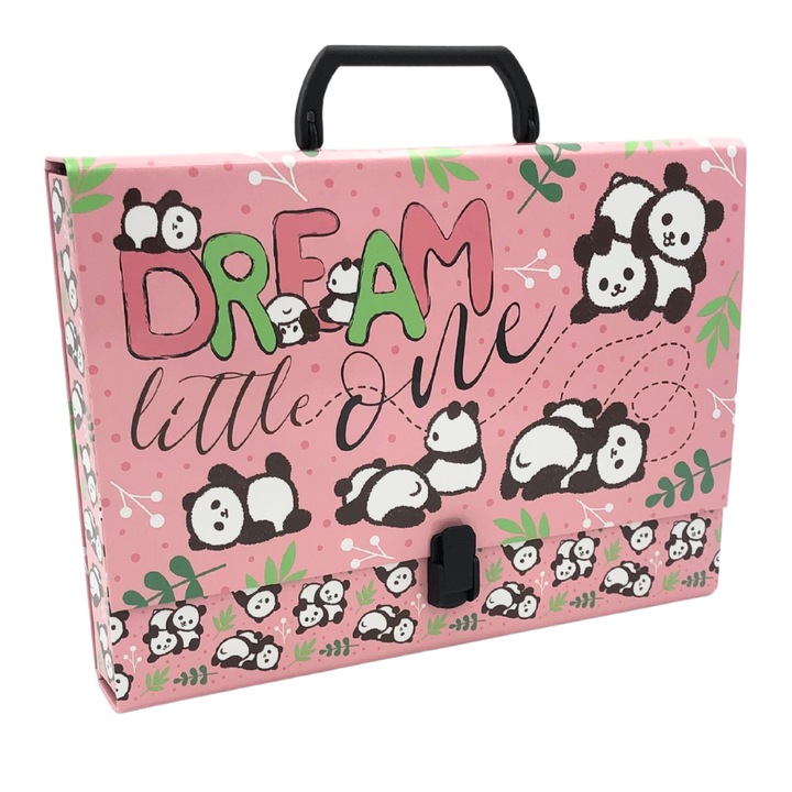 Mapa A4 cu maner Derform, 4.5cm, carton, inchidere cu catarama, Panda