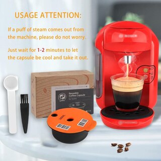 Capsule Caffè Riutilizzabili In Plastica Per Bosch Tassimo – 2 Pezzi Con Cucchiaio E Spazzola, Filtro In Acciaio Inox 304, Senza BPA