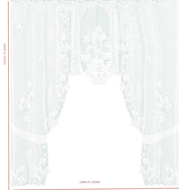 Panou de perdea, perdea florala din dantela, perdea semi-transparenta scurta cu broderie, perdea cu volane din dantela pentru sufragerie, dormitor, baie, cafenea, ferestre mici