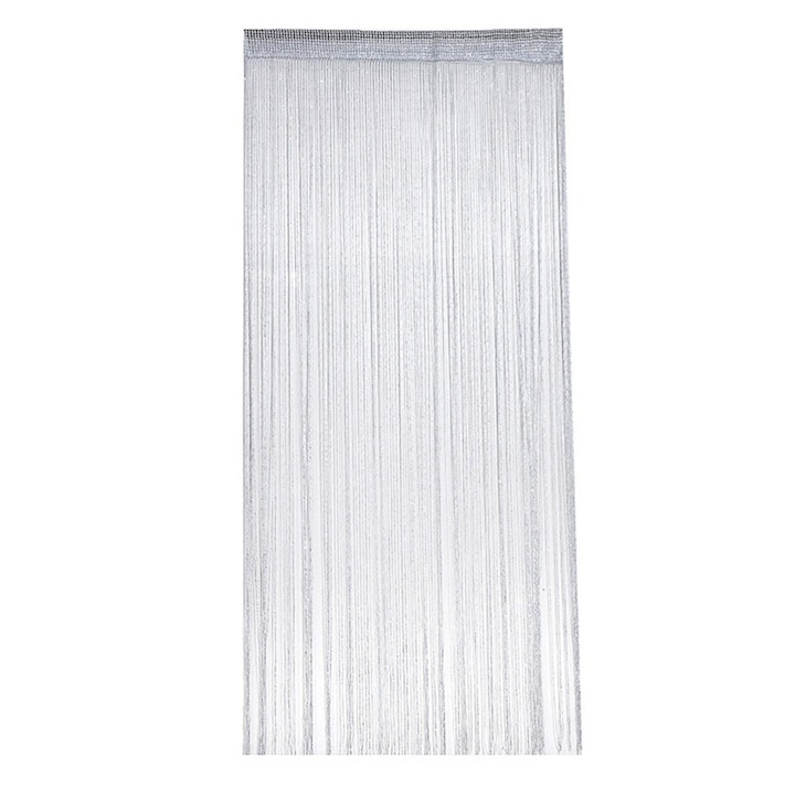 Perdea din Sfoara, SINBINTA, Franjuri, Aerisita si usoara, Un luciu subtil, Rezistenta la decolorare, Usor de atarnat, Pentru camera de zi, dormitor, bucatarie, camera copiilor, Poliester, 200x95cm, Gri