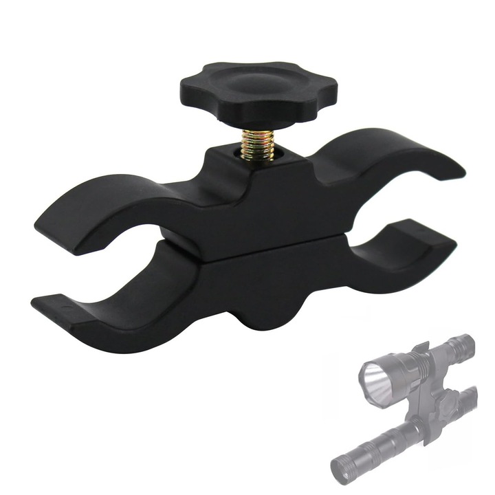 Prindere Universala Pentru Lanterna, SINBINTA, 25-30mm, Anti-alunecare, Design anti-tremurare, Constructie durabila, Usor de instalat si oprit, Potrivit pentru motociclete, biciclete, Otel, 110x20.5x25mm, Negru