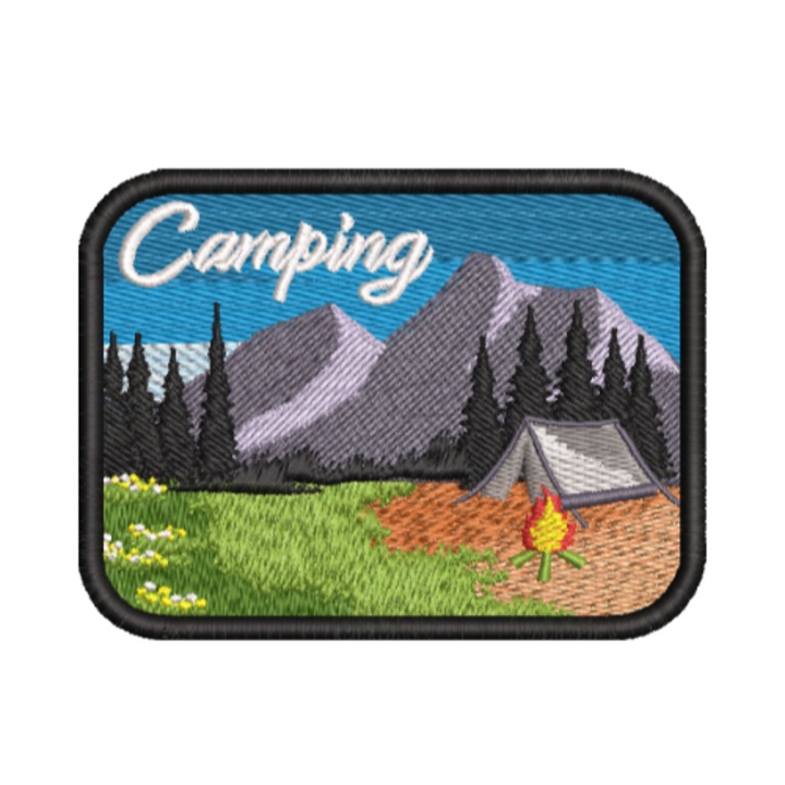 Petic brodat Camping, 101 mm, aplicabil pe textile