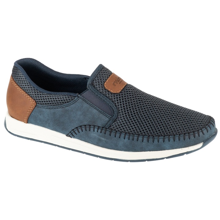 Pantofi casual barbati, Rieker Moccasins 11954, Albastru marin