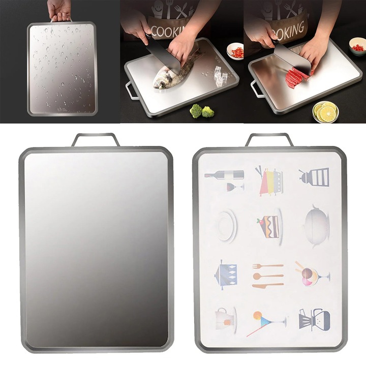 Tocator bucatarie YANYXR 2 in 1 plastic si otel inoxidabil multicolor 43x32x2.7cm