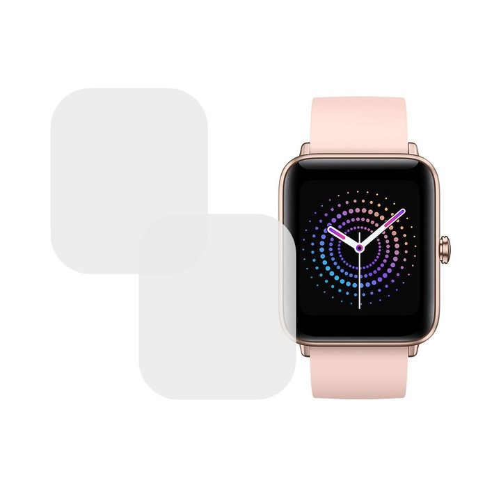 Set 2 x Folie compatibila cu Ulefone Watch Pro, InvisiFlex Full Glue, Silicon hydrogel regenerabil, Anti soc si anti spargeri, SlimLine NanoShield, Transparenta