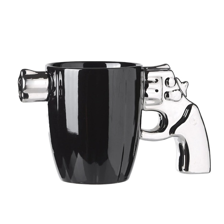 YANYXR revolver kerámia bögre ezüst 14oz 10x17x8.5cm