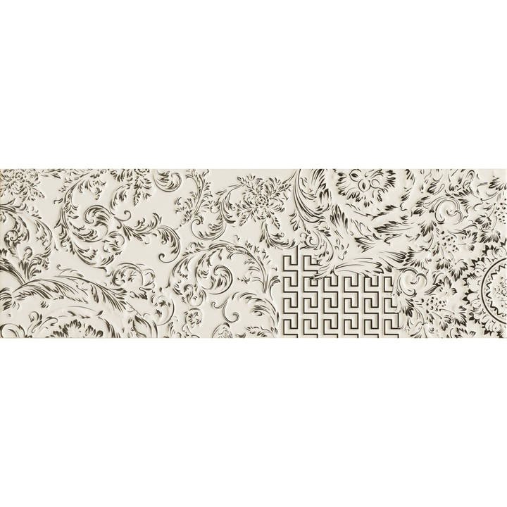 Декоративни керамични плочки Versace, бели, микс от текстури, елегантен дизайн, 25x75 см, комплект от 4 броя