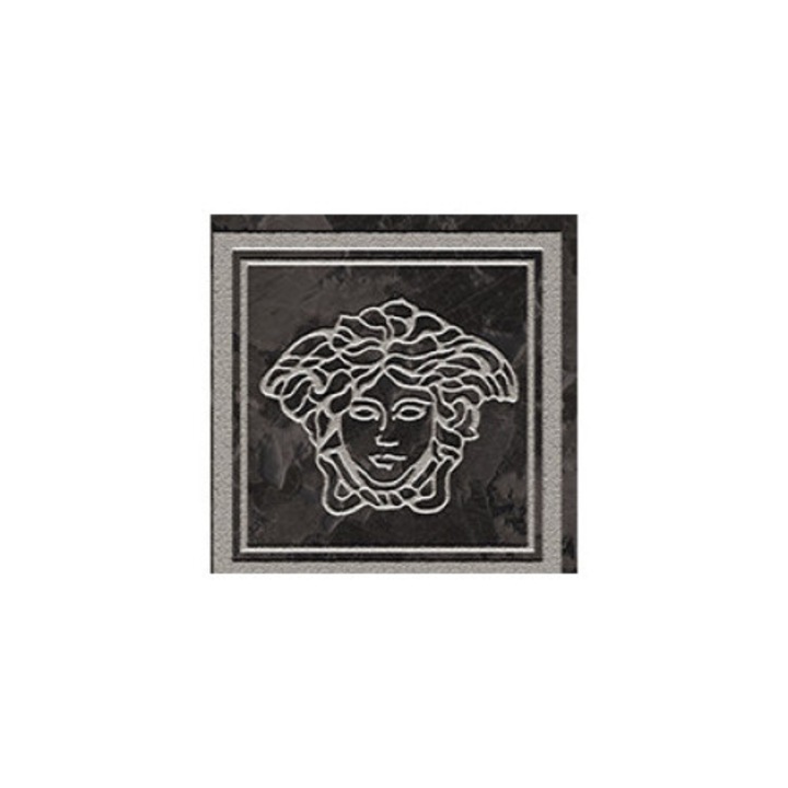 Versace Ceramics dekoratív csempék, NERO/PLATIN árnyalat, 9,8x9,8 cm, 4 darab