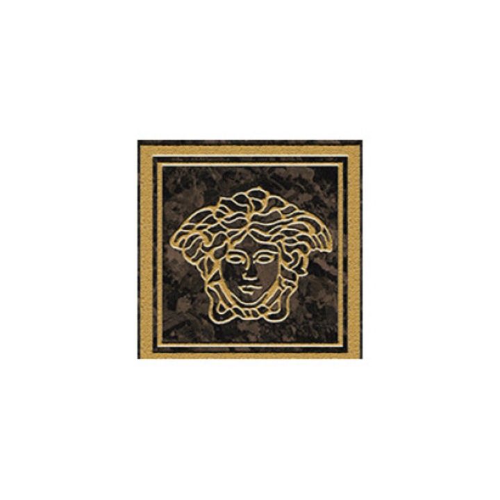 Set 4 Placi decorative Versace, 9.8x9.8cm, negru/auriu
