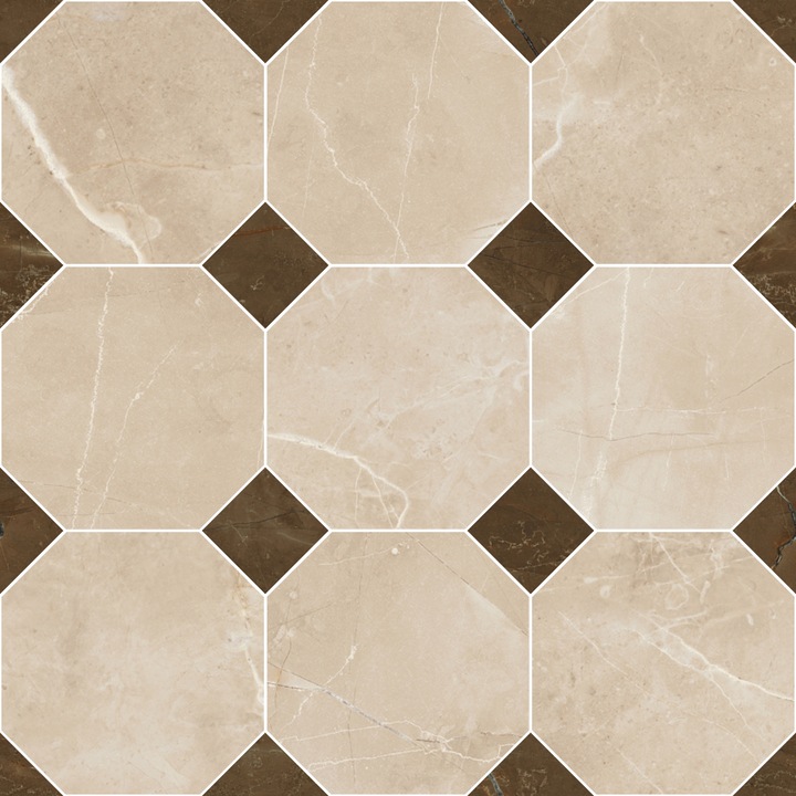 Versace dekoratív kerámia csempe, EMOTE kollekció, 39x39cm, 4 darabos szett, krém/barna