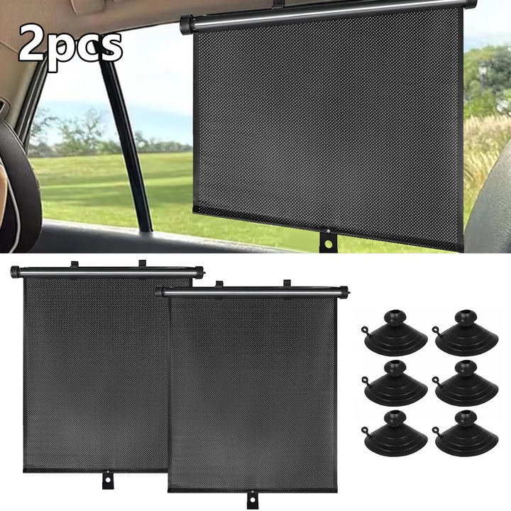 Set 2 parasolare laterale, BYONDSELF®, retractabile, extensibile, cu parasolar si protectie solara de 60%, protectie UV