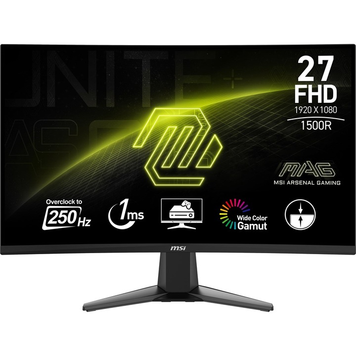 Ívelt Gaming Monitor MSI MAG 27C6X, 27" Full HD 1920 x 1080, VA, 250 Hz, 1 ms, VESA Adaptive, fekete