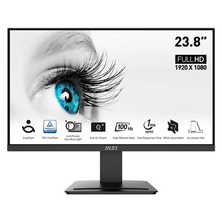 Monitor MSI Pro MP2412, 23,8" Full HD 1920 x 1080, VA, 100 Hz, 4 ms, fekete