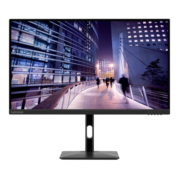 Monitor Office Lenovo N27p, 27" 4K 3840 x 2160, IPS, 62 Hz, 6 ms, Raven Black, fekete
