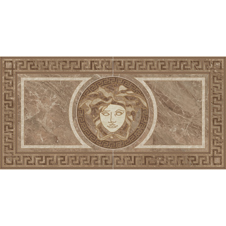 Versace márványlap, medúza díszítéssel, 585x1172mm, barna
