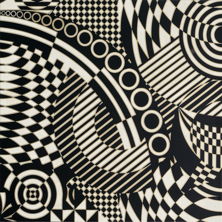 Декоративни плочки Versace EMOTE, 78x78см, комплект от 2 броя, черно-бяло-златно