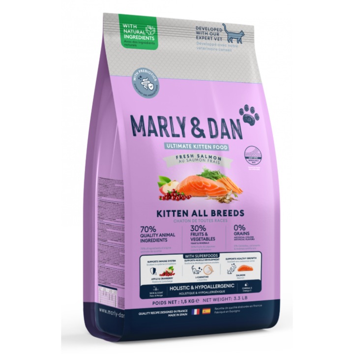 HRANA USCATA PENTRU PISICI KITTEN, MARLY&DAN, 1.5kg